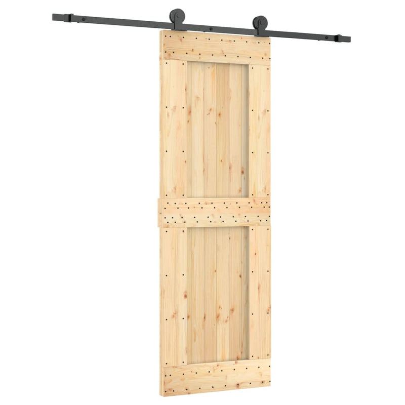 vidaXL tömör fenyőfa tolóajtó fémszerelékszettel 70 x 210 cm