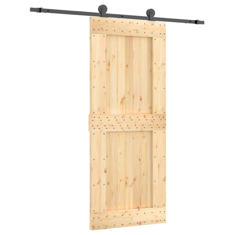 vidaXL tömör fenyőfa tolóajtó fémszerelékszettel 85x210 cm