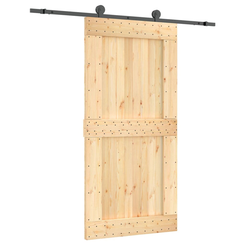 vidaXL tömör fenyőfa tolóajtó fémszerelékszettel 100 x 210 cm
