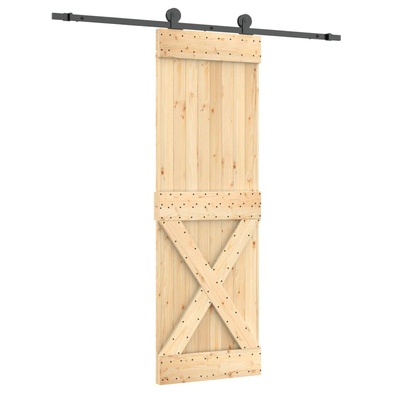 vidaXL tömör fenyőfa tolóajtó fémszerelékszettel 70 x 210 cm