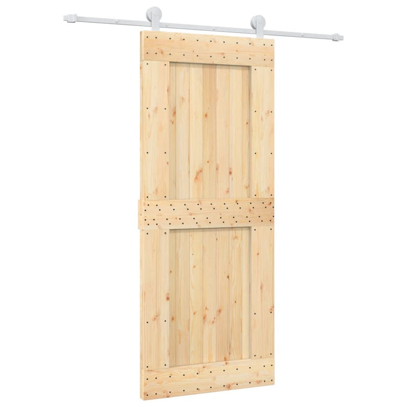 vidaXL tömör fenyőfa tolóajtó fémszerelék szettel 85x210 cm