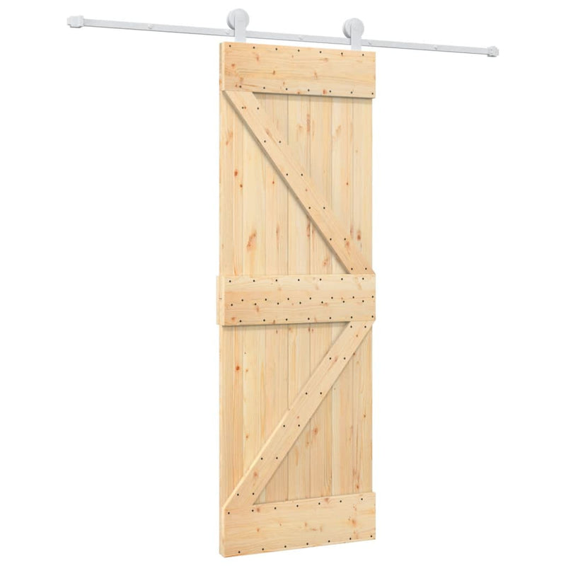 vidaXL tömör fenyőfa tolóajtó fémszerelék-szettel 70 x 210 cm