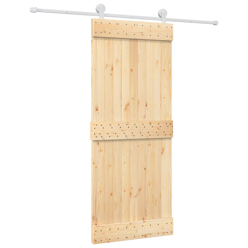 vidaXL tömör fenyőfa tolóajtó fémszerelék szettel 85x210 cm