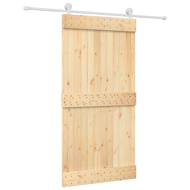 vidaXL tömör fenyőfa tolóajtó fémszerelék szettel 100 x 210 cm