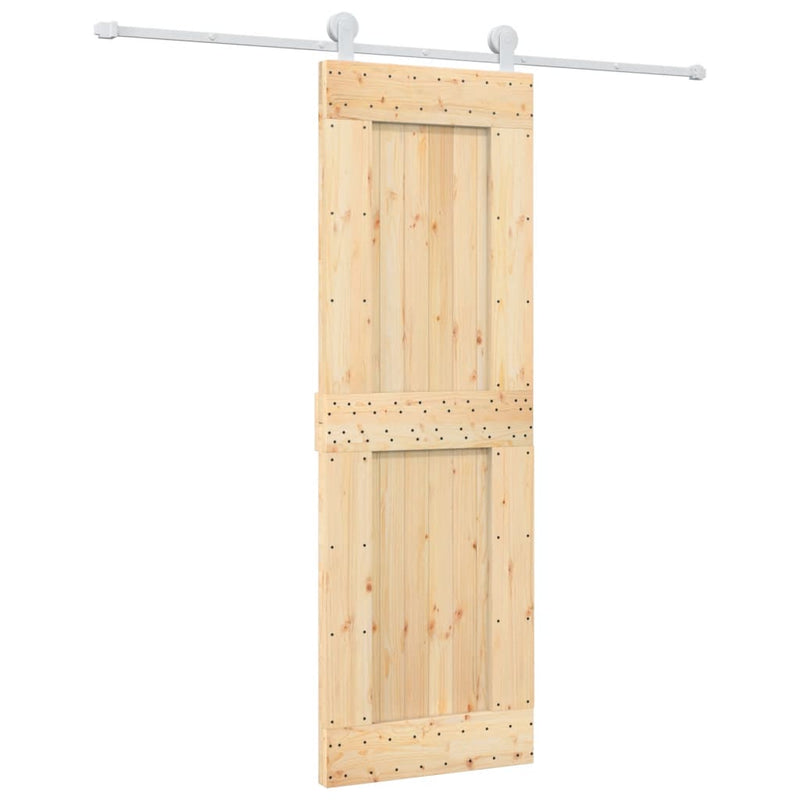 vidaXL tömör fenyőfa tolóajtó fémszerelék-szettel 70 x 210 cm