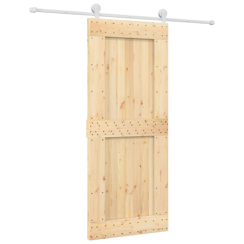 vidaXL tömör fenyőfa tolóajtó fémszerelék szettel 85x210 cm