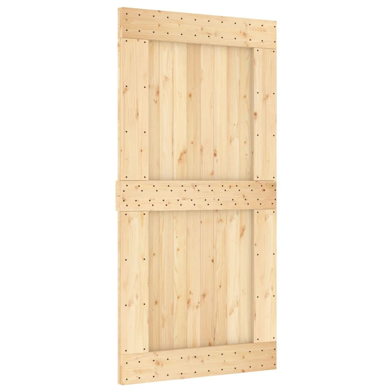vidaXL tömör fenyőfa tolóajtó fémszerelék szettel 100 x 210 cm
