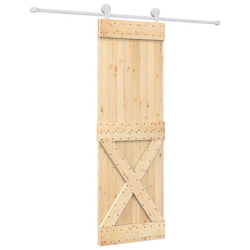 vidaXL tömör fenyőfa tolóajtó fémszerelék-szettel 70 x 210 cm