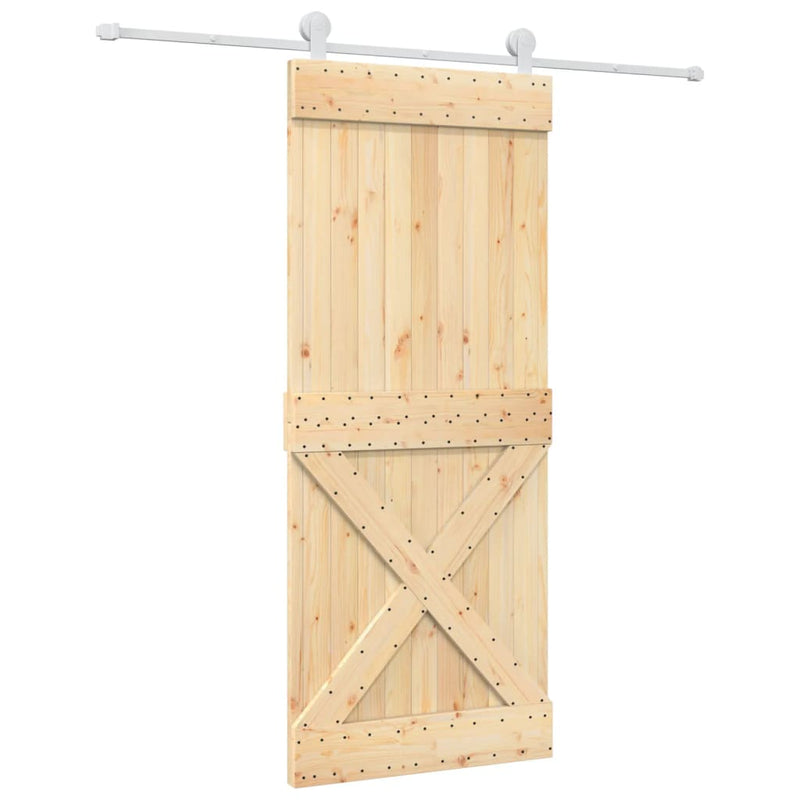 vidaXL tömör fenyőfa tolóajtó fémszerelék szettel 85x210 cm