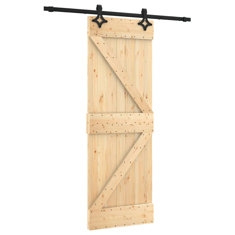 vidaXL tömör fenyőfa tolóajtó fémszerelék szettel 70 x 210 cm
