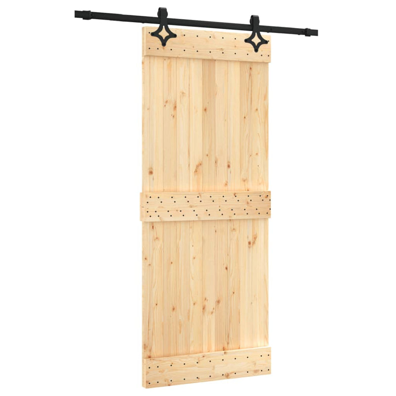 vidaXL tömör fenyőfa tolóajtó fémszerelék szettel 85x210 cm