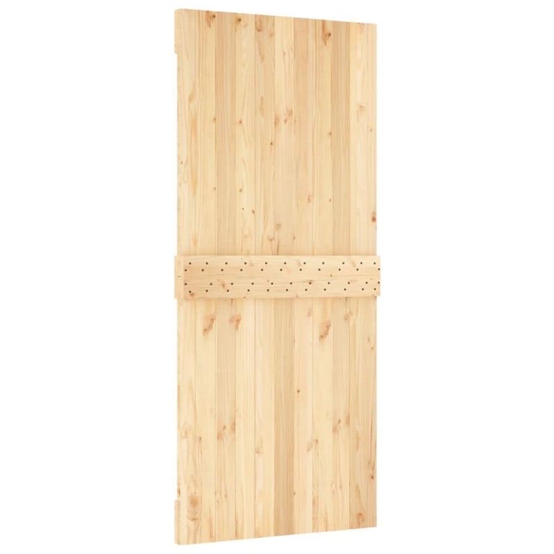 vidaXL tömör fenyőfa tolóajtó fémszerelék szettel 90 x 210 cm