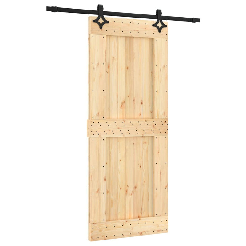 vidaXL tömör fenyőfa tolóajtó fémszerelék szettel 85x210 cm