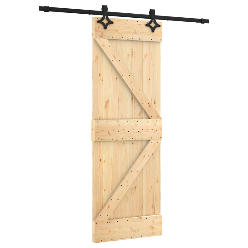 vidaXL tömör fenyőfa tolóajtó fémszerelék szettel 70 x 210 cm