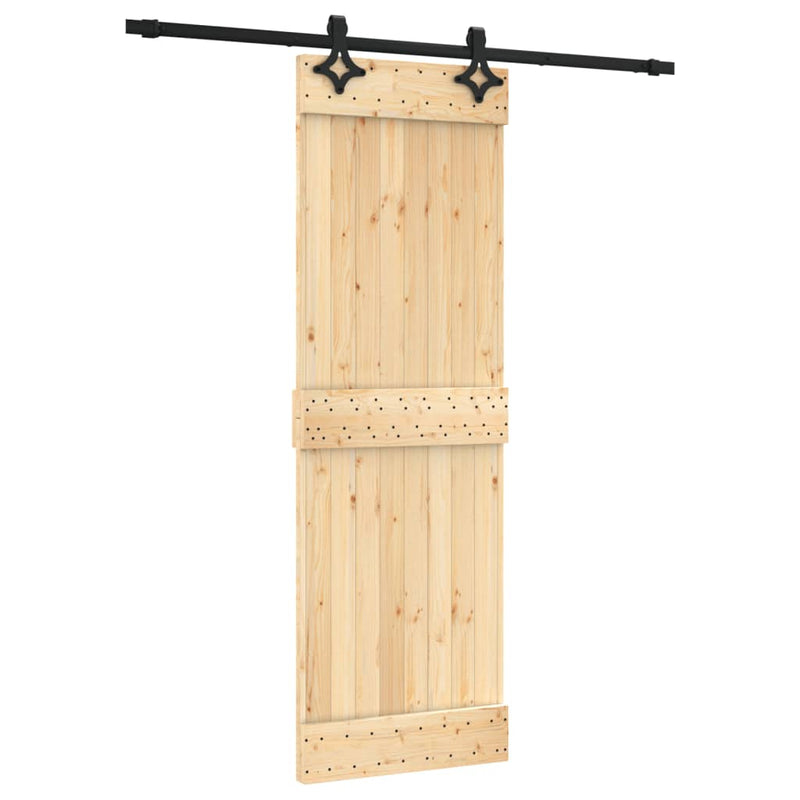 vidaXL tömör fenyőfa tolóajtó fémszerelék szettel 70 x 210 cm