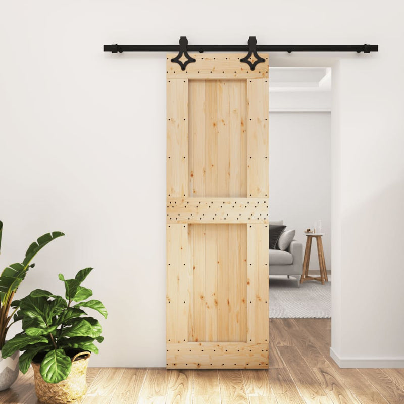 vidaXL tömör fenyőfa tolóajtó fémszerelék szettel 70 x 210 cm