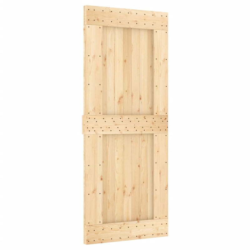 vidaXL tömör fenyőfa tolóajtó fémszerelék szettel 85x210 cm