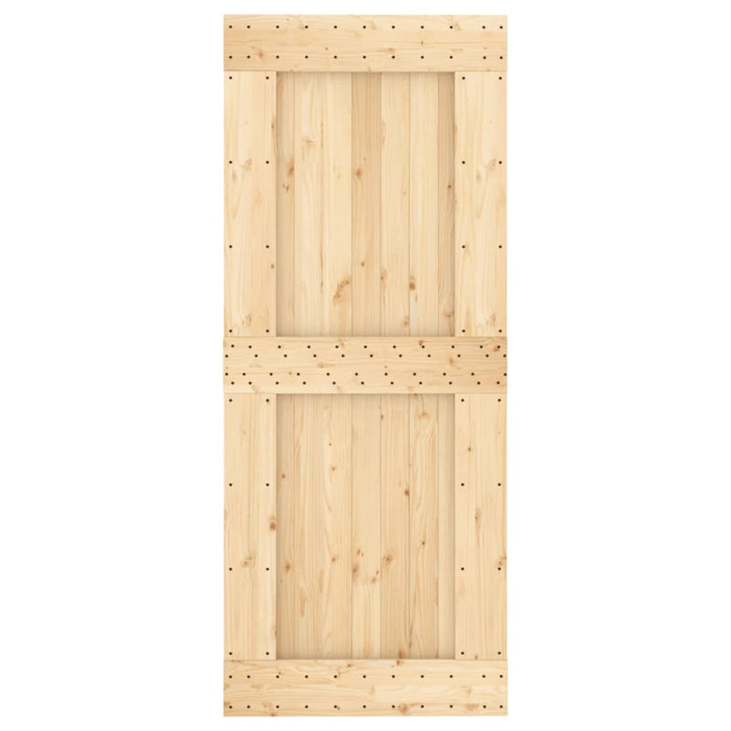 vidaXL tömör fenyőfa tolóajtó fémszerelék szettel 85x210 cm