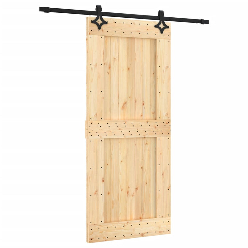 vidaXL tömör fenyőfa tolóajtó fémszerelék szettel 90 x 210 cm