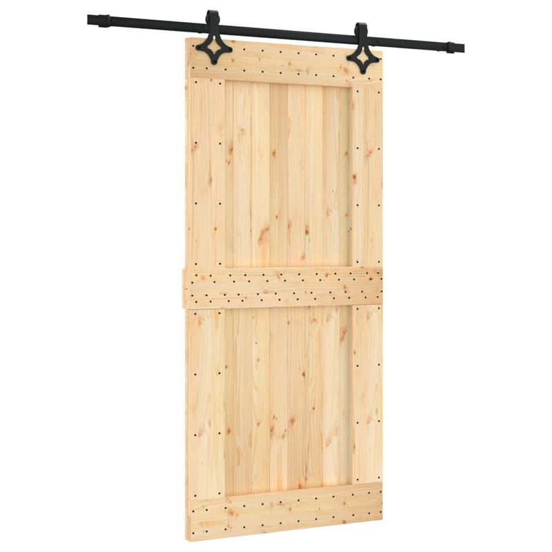 vidaXL tömör fenyőfa tolóajtó fémszerelék szettel 95 x 210 cm