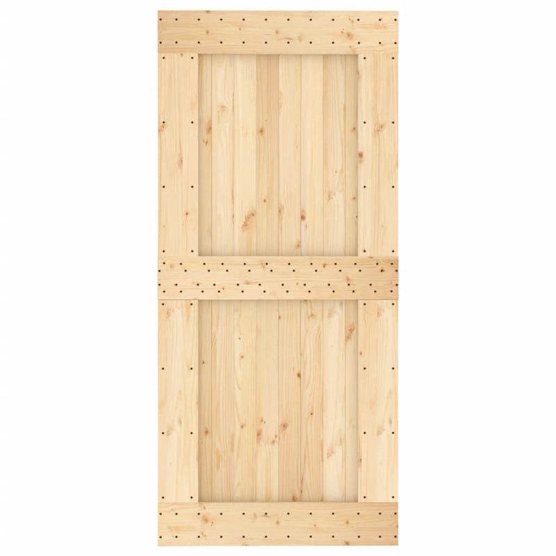 vidaXL tömör fenyőfa tolóajtó fémszerelék szettel 95 x 210 cm