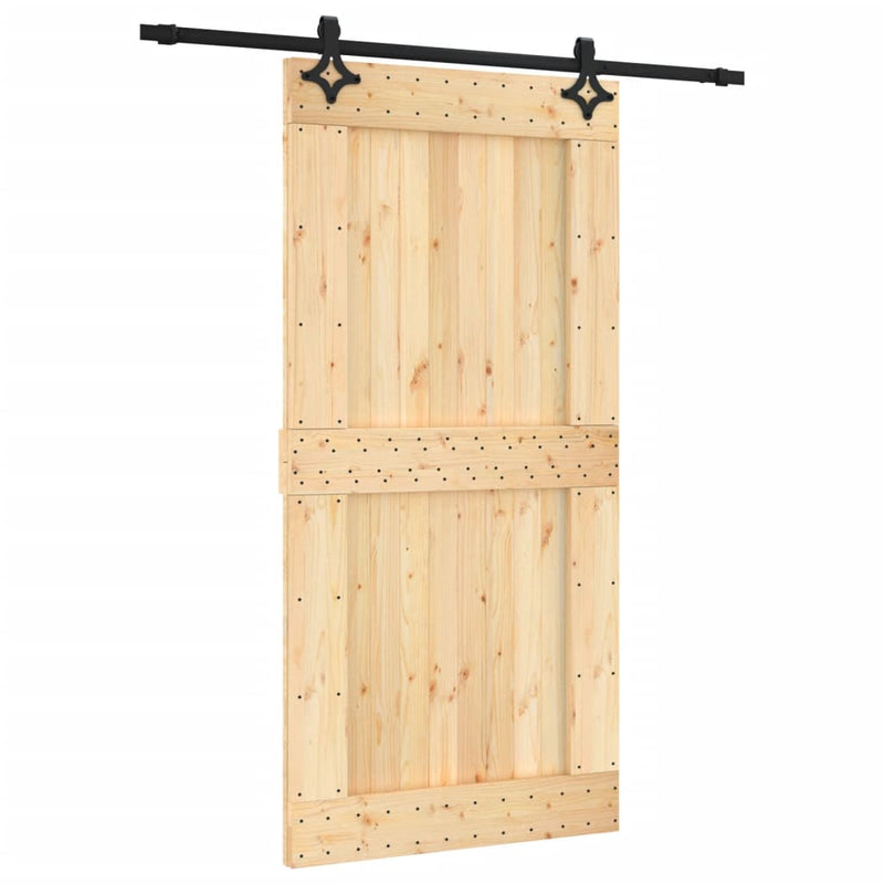 vidaXL tömör fenyőfa tolóajtó fémszerelék szettel 100 x 210 cm
