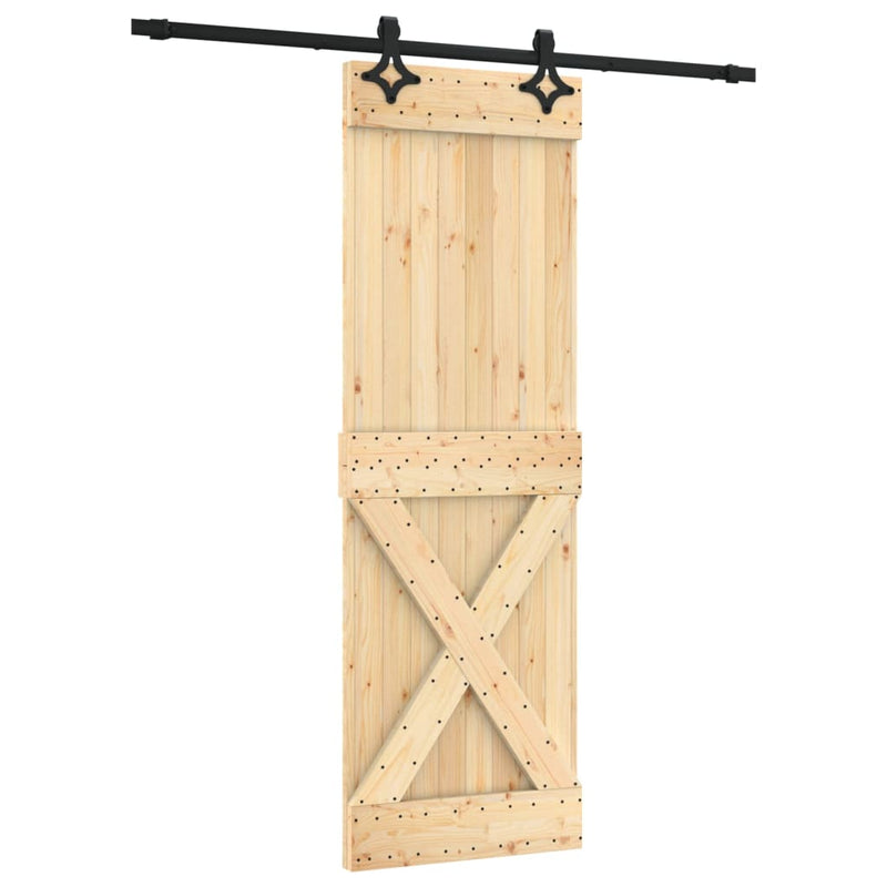 vidaXL tömör fenyőfa tolóajtó fémszerelék szettel 70 x 210 cm