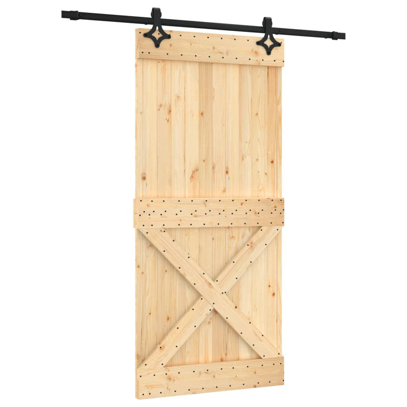 vidaXL tömör fenyőfa tolóajtó fémszerelék szettel 95 x 210 cm