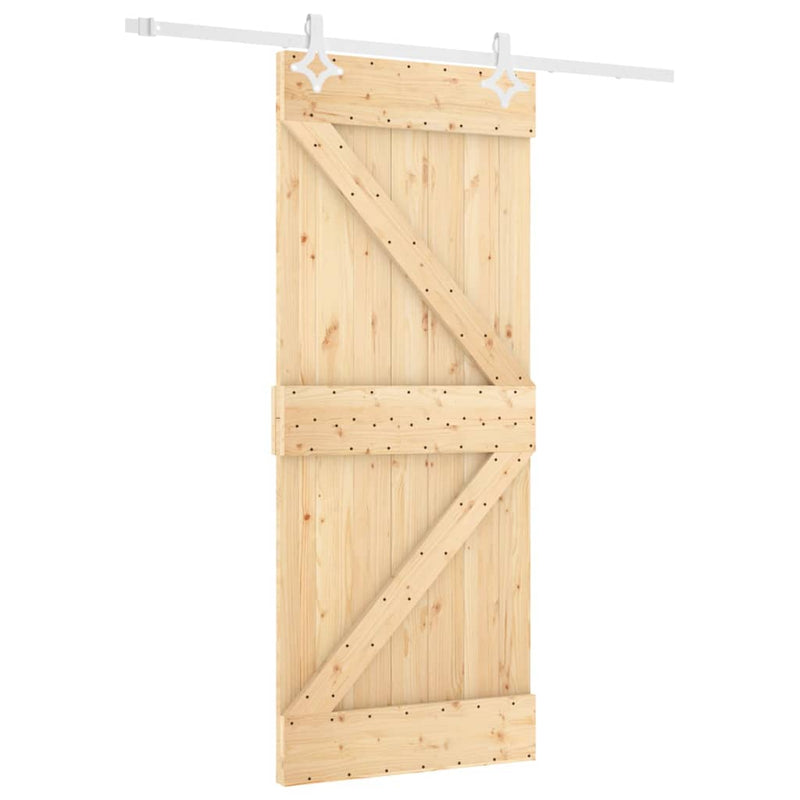 vidaXL tömör fenyőfa tolóajtó fémszerelék szettel 80 x 210 cm