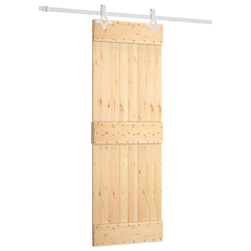 vidaXL tömör fenyőfa tolóajtó fémszerelék szettel 70 x 210 cm
