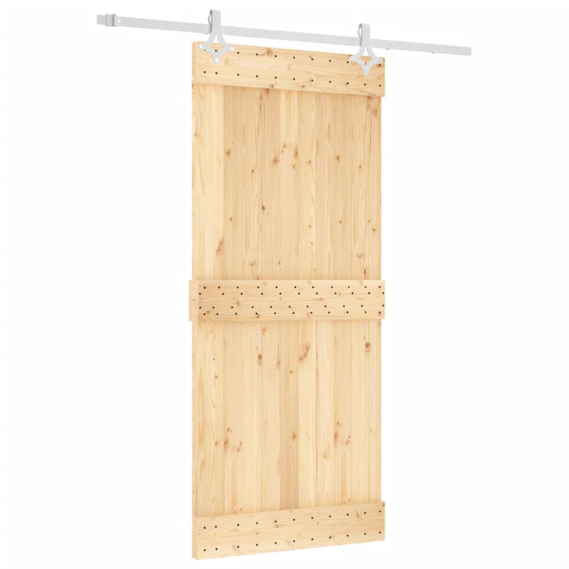 vidaXL tömör fenyőfa tolóajtó fémszerelék szettel 90 x 210 cm