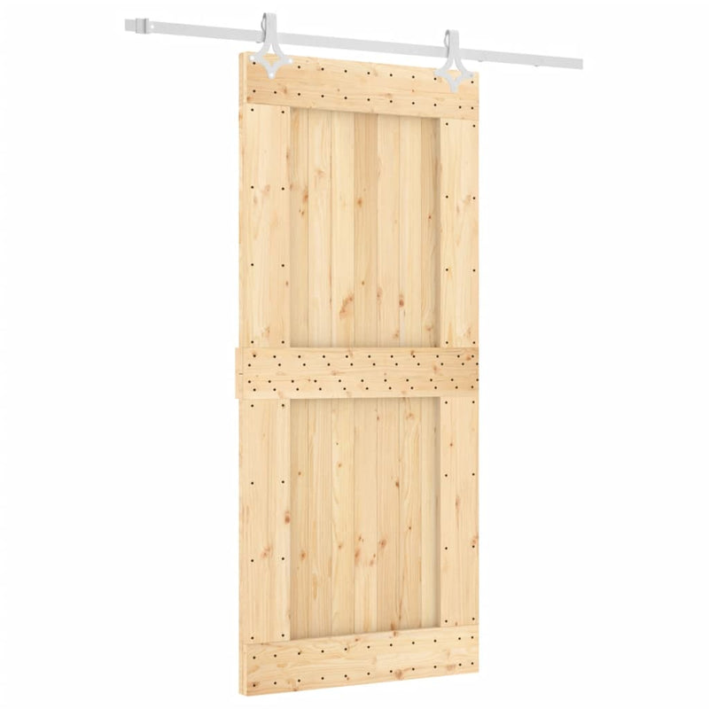vidaXL tömör fenyőfa tolóajtó fémszerelék szettel 90 x 210 cm