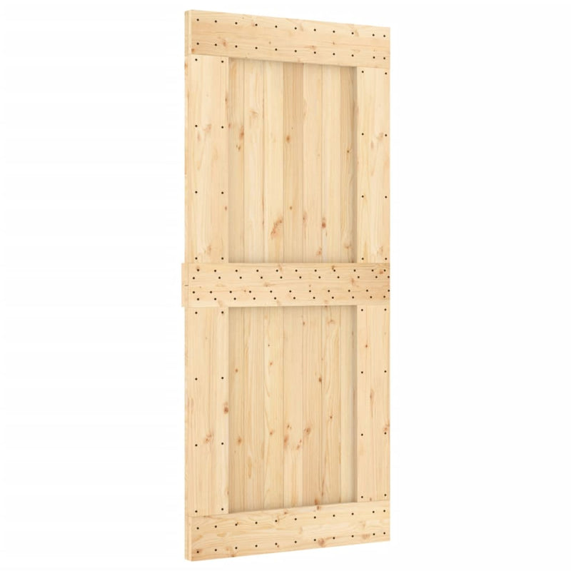 vidaXL tömör fenyőfa tolóajtó fémszerelék szettel 90 x 210 cm