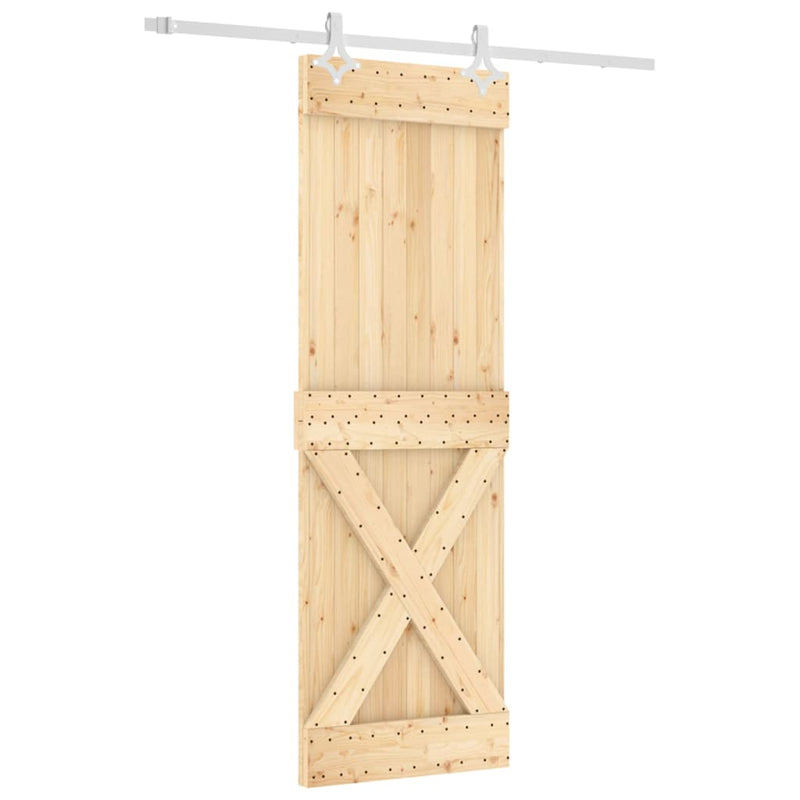 vidaXL tömör fenyőfa tolóajtó fémszerelék szettel 70 x 210 cm