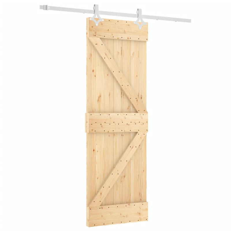 vidaXL tömör fenyőfa tolóajtó fémszerelék-szettel 70 x 210 cm