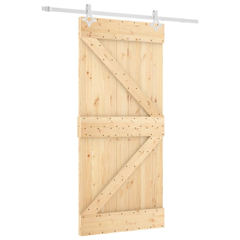 vidaXL tömör fenyőfa tolóajtó fémszerelék szettel 95 x 210 cm