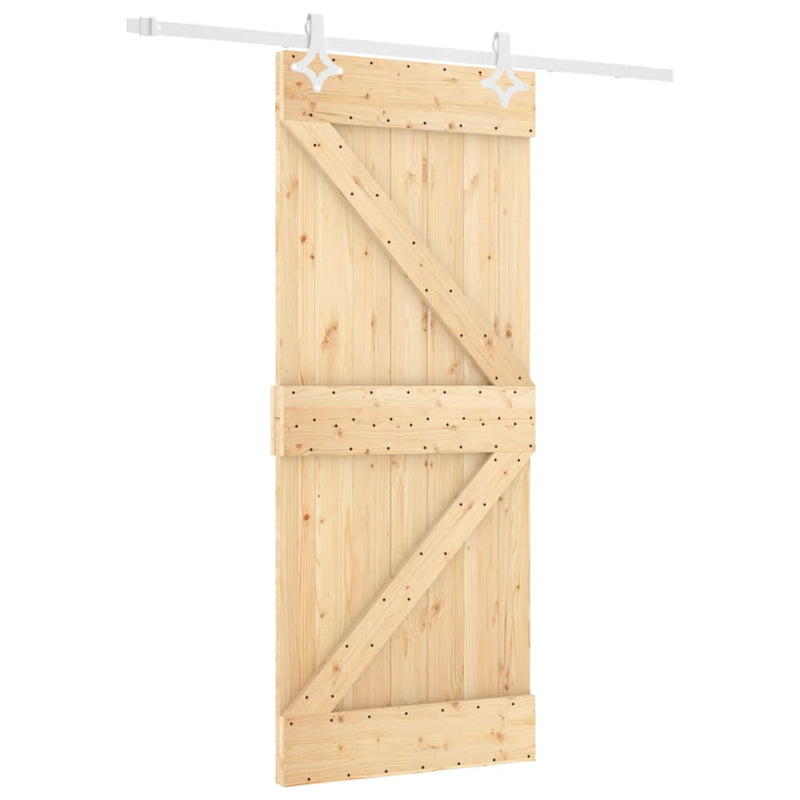 vidaXL tömör fenyőfa tolóajtó fémszerelék szettel 80 x 210 cm