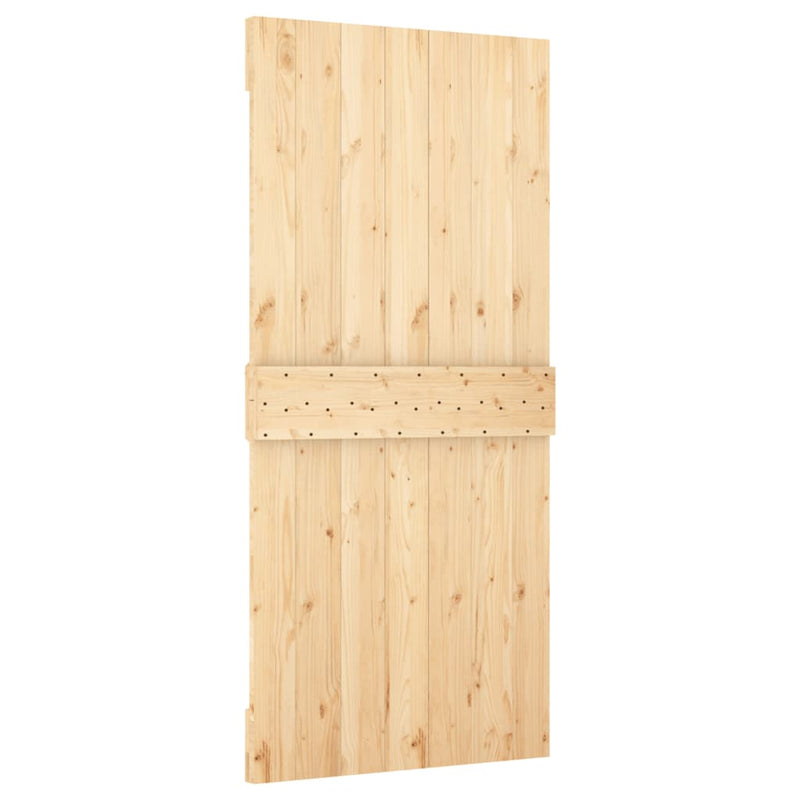 vidaXL tömör fenyőfa tolóajtó fémszerelék szettel 90 x 210 cm