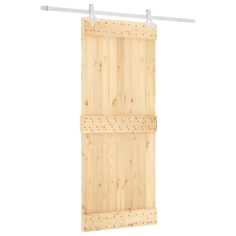 vidaXL tömör fenyőfa tolóajtó fémszerelékszettel 85x210 cm