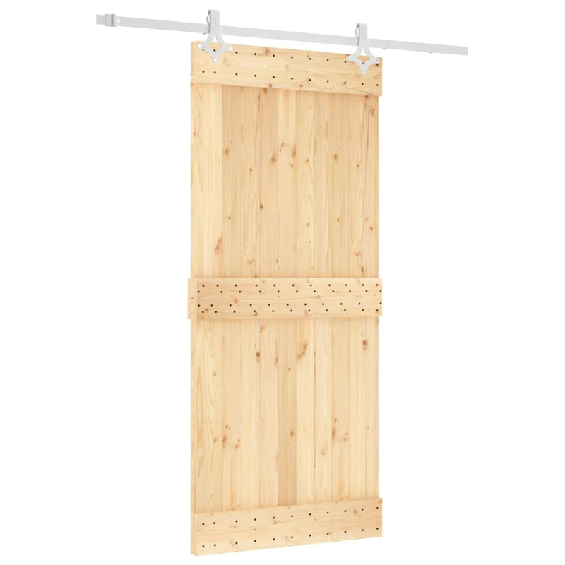 vidaXL tömör fenyőfa tolóajtó fémszerelékszettel 90 x 210 cm