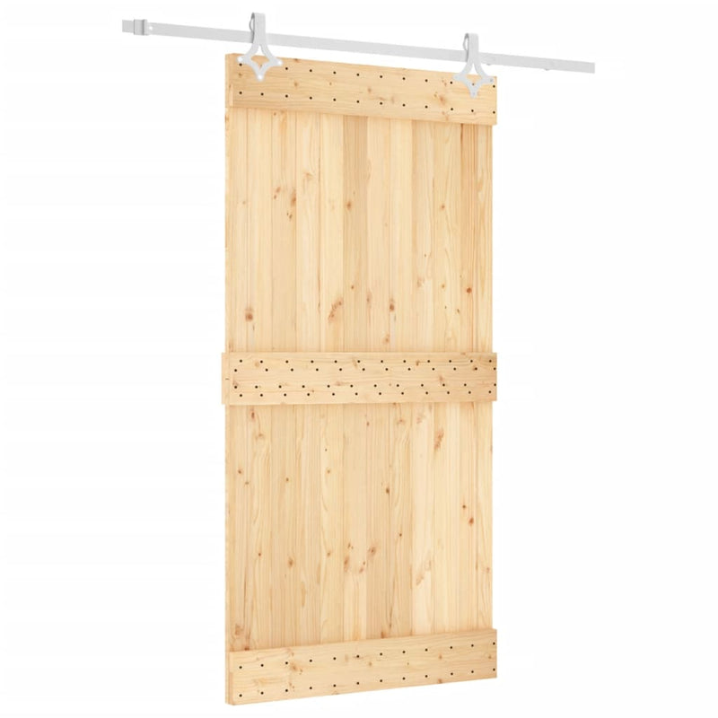 vidaXL tömör fenyőfa tolóajtó fémszerelékszettel 100 x 210 cm