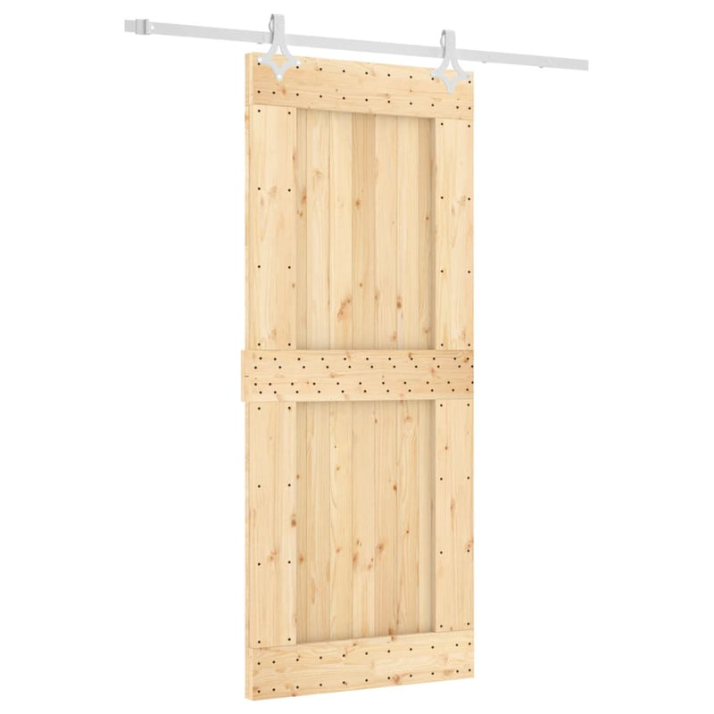 vidaXL tömör fenyőfa tolóajtó fémszerelékszettel 85x210 cm