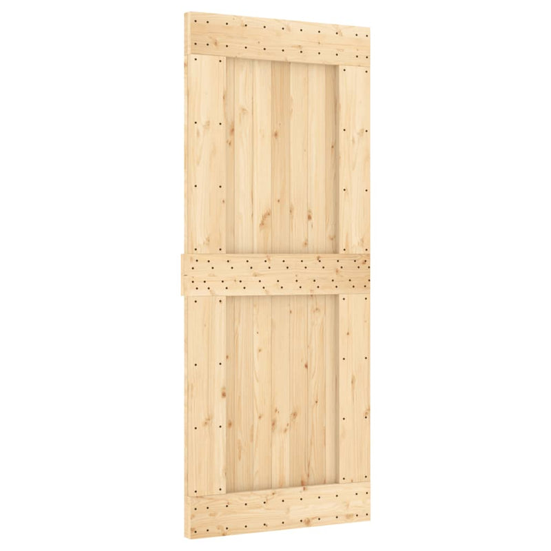 vidaXL tömör fenyőfa tolóajtó fémszerelékszettel 85x210 cm