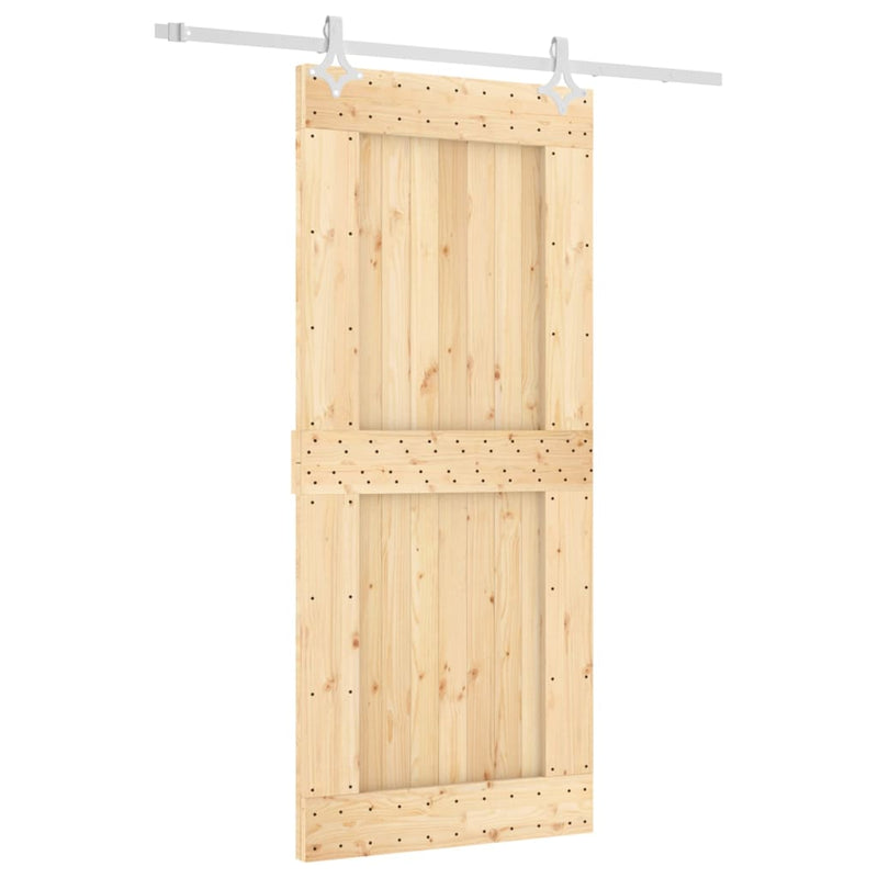 vidaXL tömör fenyőfa tolóajtó fémszerelékszettel 90 x 210 cm