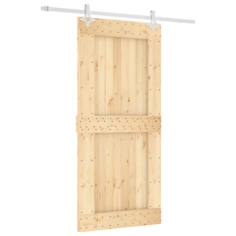 vidaXL tömör fenyőfa tolóajtó fémszerelékszettel 95 x 210 cm