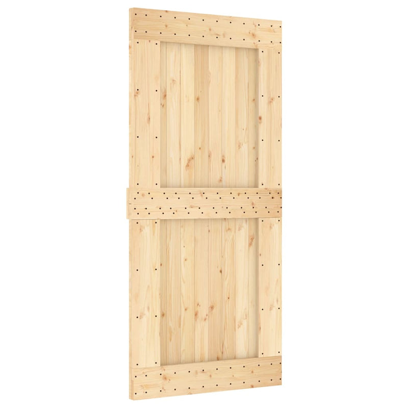 vidaXL tömör fenyőfa tolóajtó fémszerelékszettel 95 x 210 cm