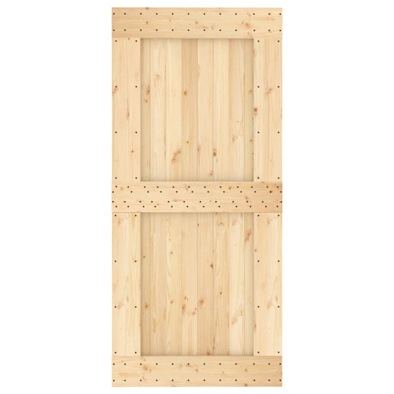 vidaXL tömör fenyőfa tolóajtó fémszerelékszettel 95 x 210 cm