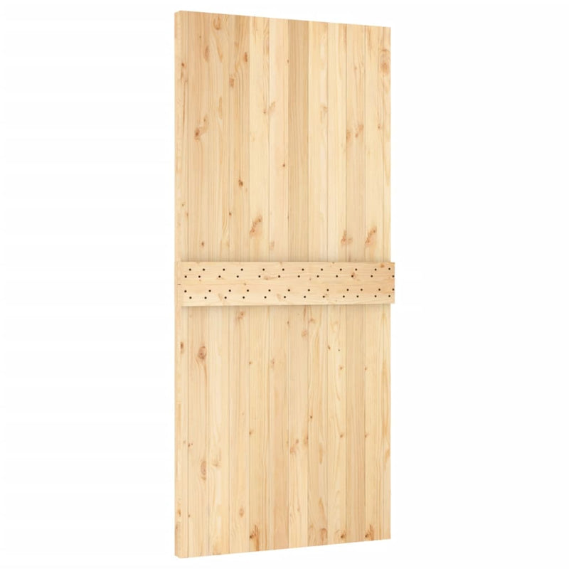 vidaXL tömör fenyőfa tolóajtó fémszerelékszettel 95 x 210 cm