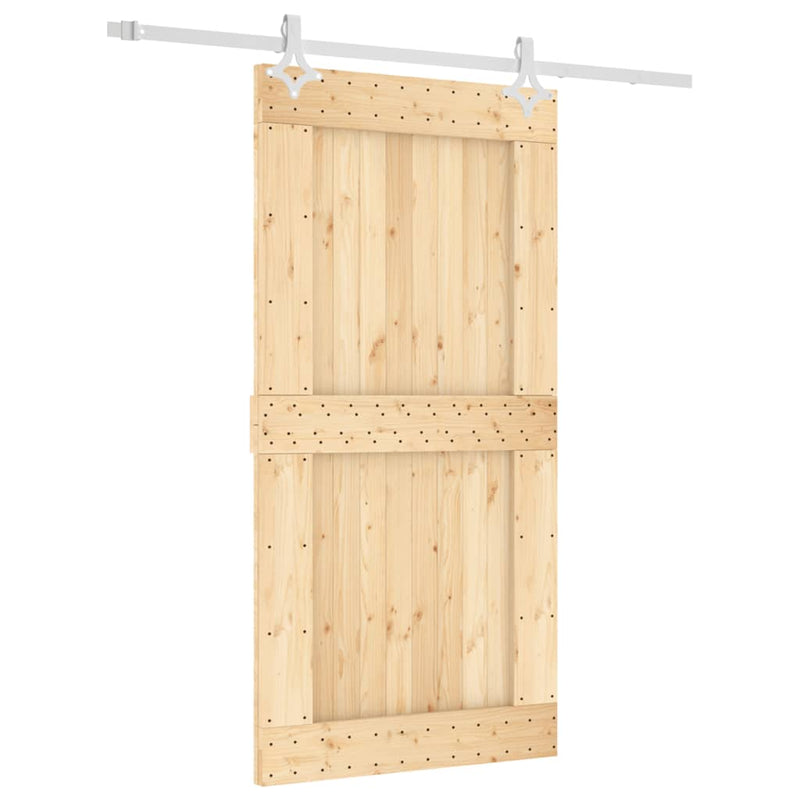 vidaXL tömör fenyőfa tolóajtó fémszerelékszettel 100 x 210 cm