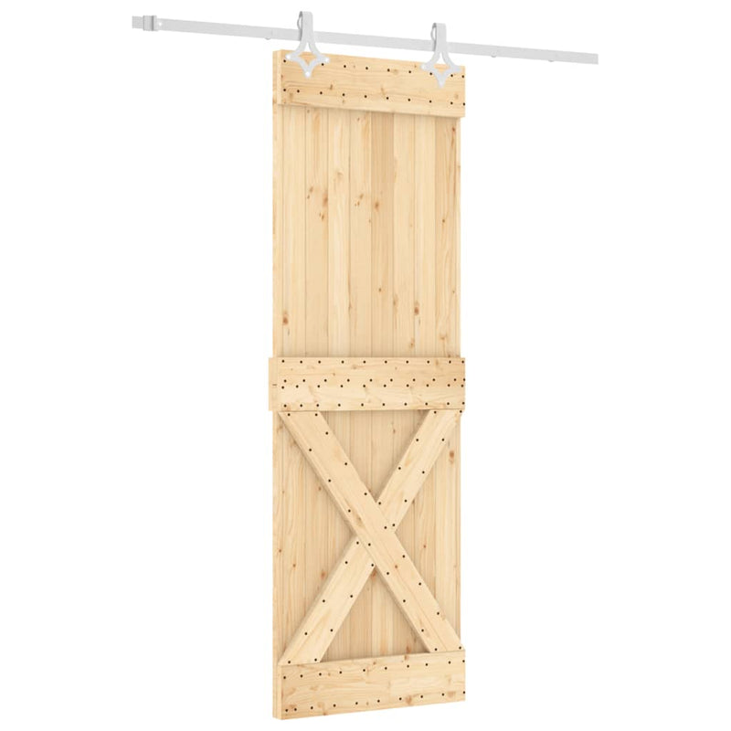 vidaXL tömör fenyőfa tolóajtó fémszerelékszettel 70 x 210 cm